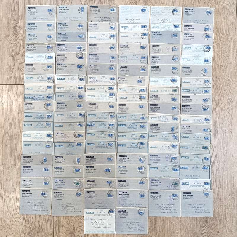 Lot of 110 WW2 period letter cards sent to Mrs GJ Strydom of Pinelands by her husband George