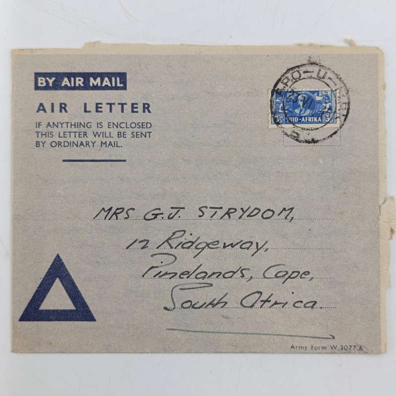 Lot of 110 WW2 period letter cards sent to Mrs GJ Strydom of Pinelands by her husband George