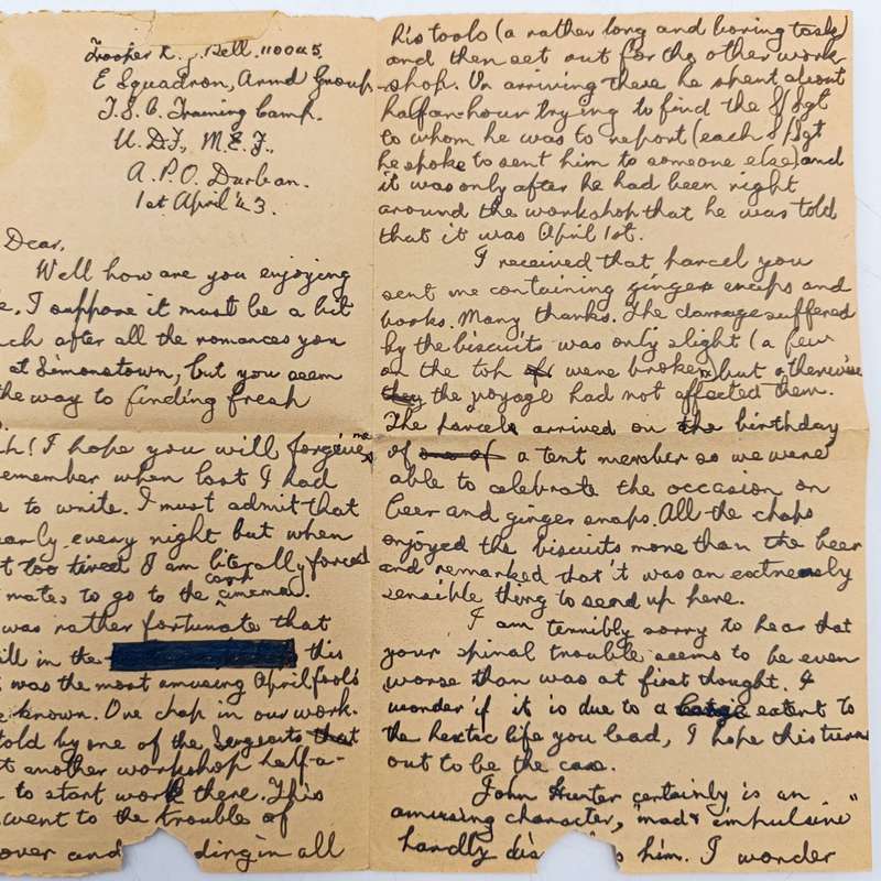 Lot of 31 WW2 period letter cards sent to miss (Staff Sgt) ML Tennant stationed in Simonstown