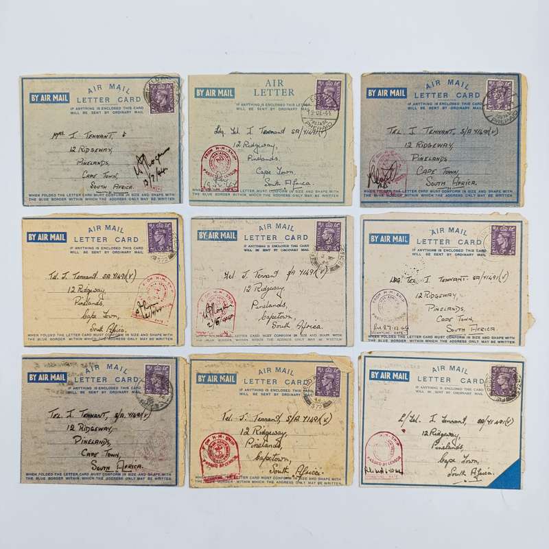 Lot of 7 WW2 1944 letters sent to Joe Tennant