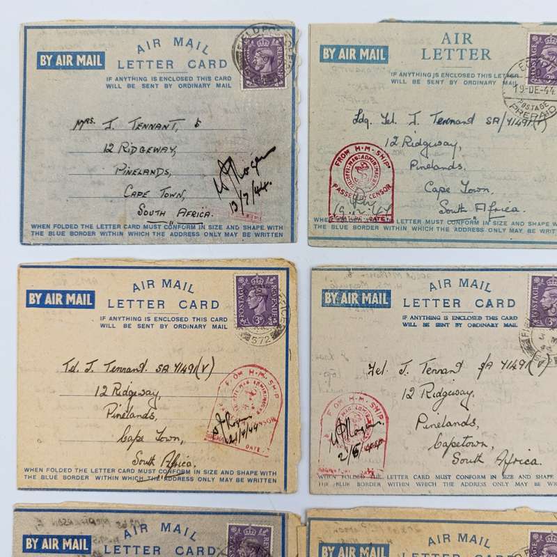 Lot of 7 WW2 1944 letters sent to Joe Tennant