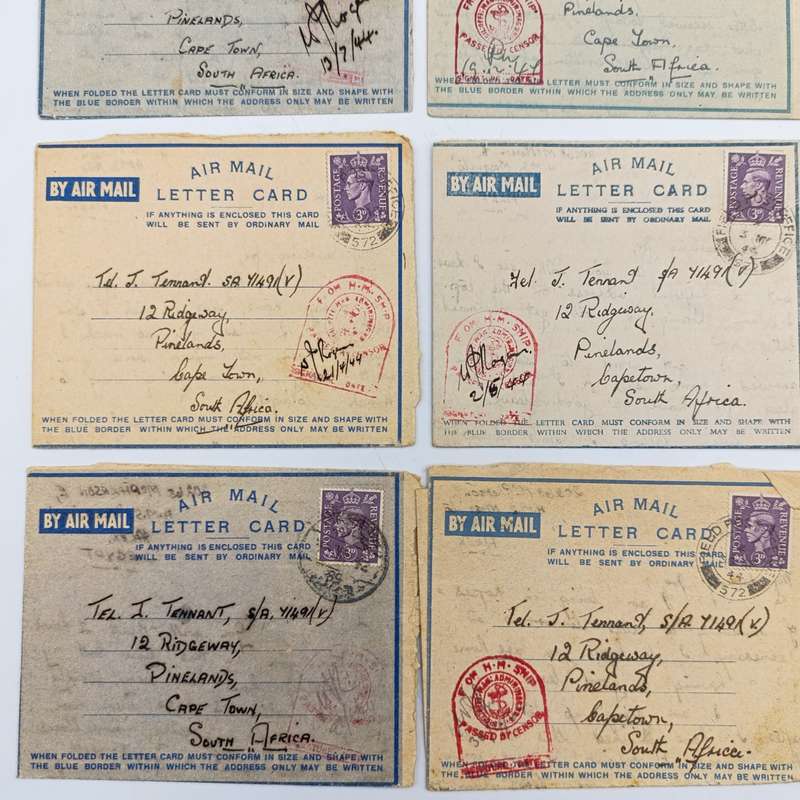 Lot of 7 WW2 1944 letters sent to Joe Tennant