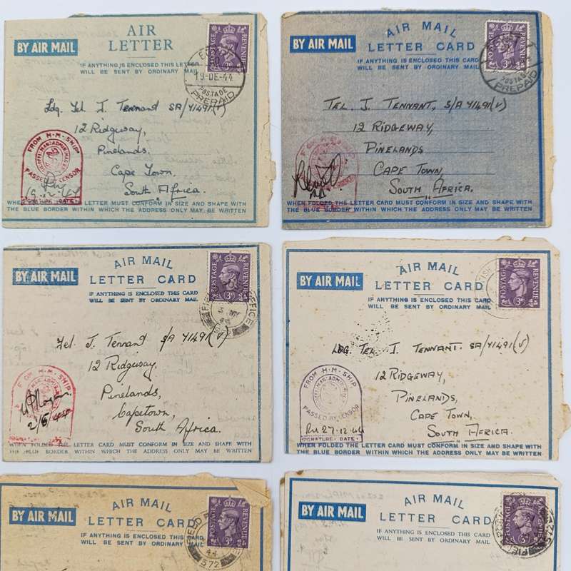 Lot of 7 WW2 1944 letters sent to Joe Tennant