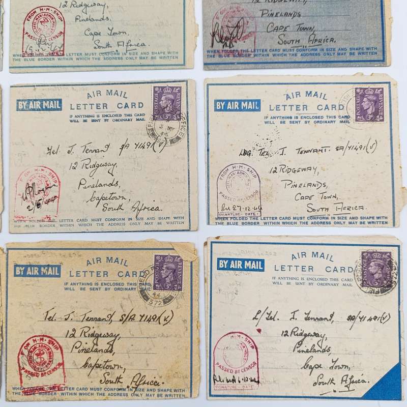 Lot of 7 WW2 1944 letters sent to Joe Tennant
