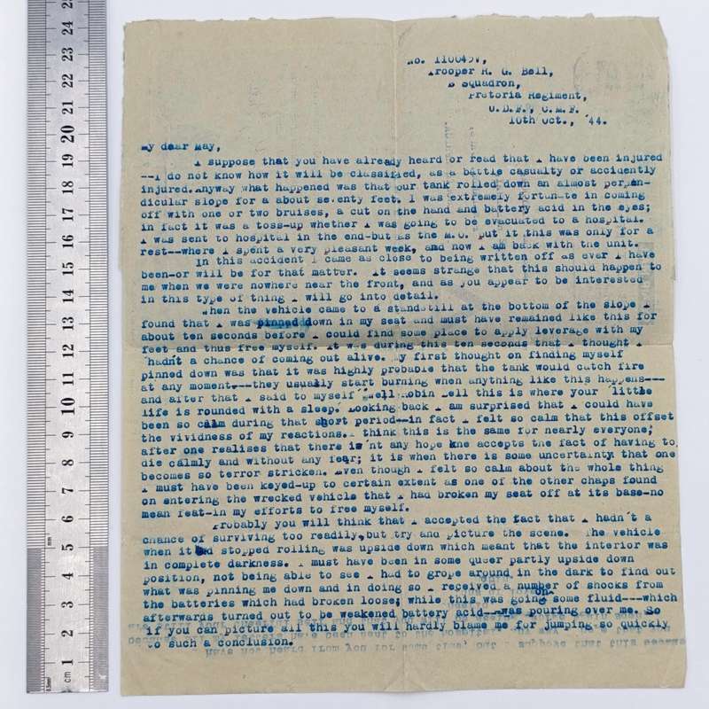 WW2 Air letter sent by Robin Bell to his sister May Strydom.