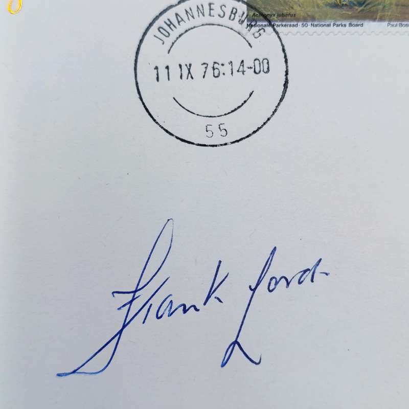 1976 Castle Cup Final Cape Town City vs Hellenic postal cover signed by the legendary Frank Lord