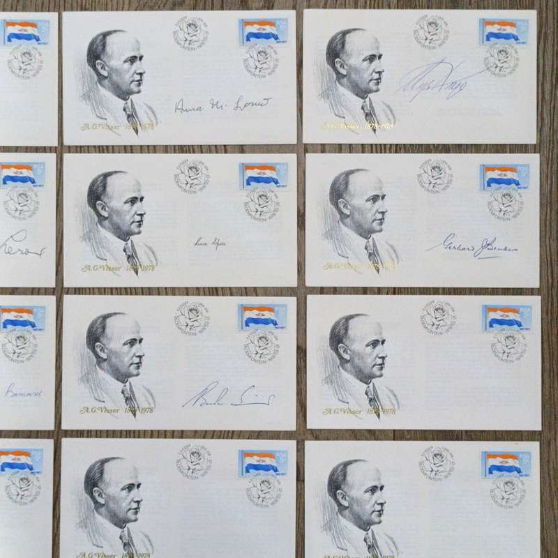 Lot of 13 AG Visser First Day covers issued 1978 - signed by South African poets and writers