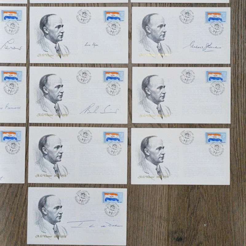 Lot of 13 AG Visser First Day covers issued 1978 - signed by South African poets and writers