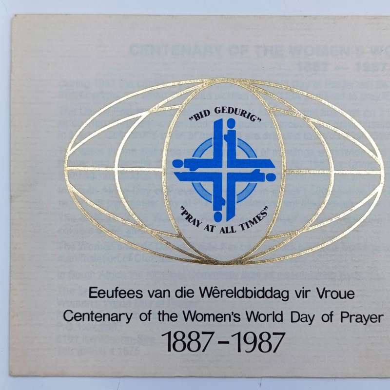 Postal cover RSA Centenary of the Women's World day of prayer signed by Elize Botha