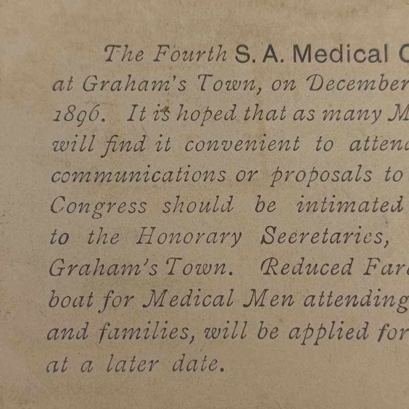 1896 Graham's Town medical congress postcard uprated with half penny stamp