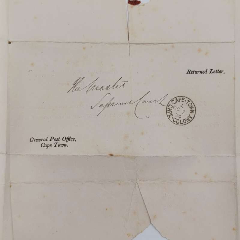 1874 Cape Colony returned letter cover - rarely seen