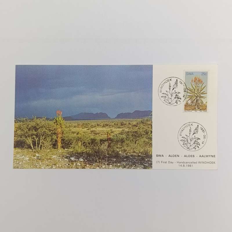 Lot of 4 SWA Aloes Maxi - cards 1981 First Day - Hand cancelled in Windhoek