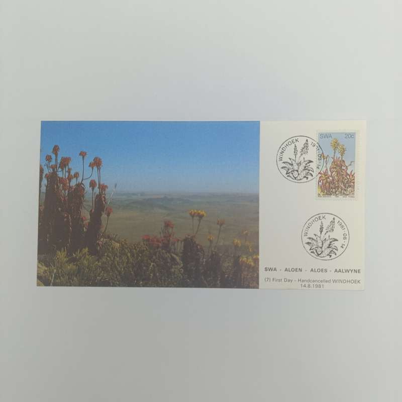 Lot of 4 SWA Aloes Maxi - cards 1981 First Day - Hand cancelled in Windhoek