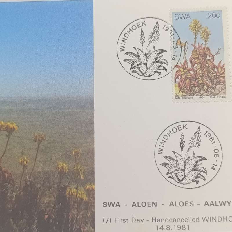 Lot of 4 SWA Aloes Maxi - cards 1981 First Day - Hand cancelled in Windhoek