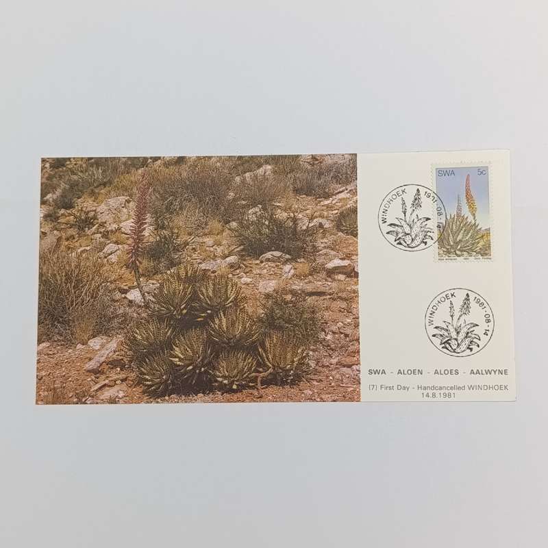 Lot of 4 SWA Aloes Maxi - cards 1981 First Day - Hand cancelled in Windhoek