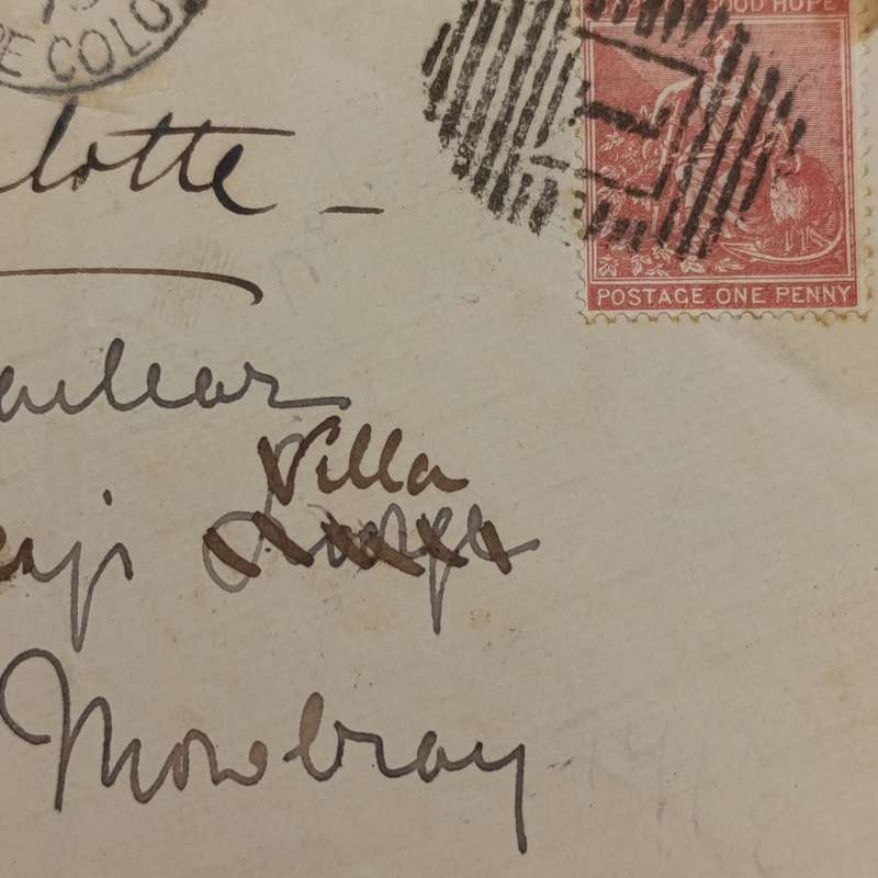 1876 letter sent from Cape Town to Mowbray - one penny stamp with oval Numeral canceller of 1864