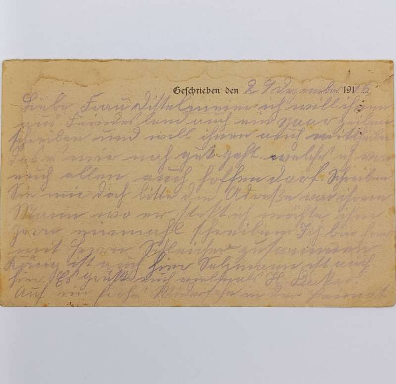 WW1 Feldpostkarte 103 Inf Division 1st Batallion 4th Company 30 December 1916
