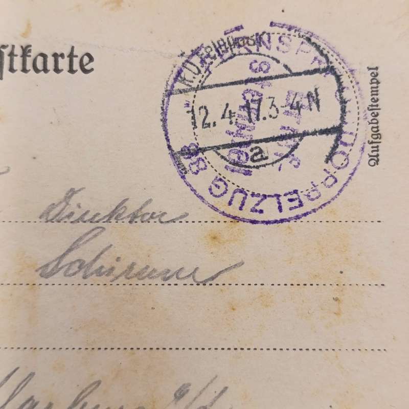 1917 WW1 Feldpostkarte 3rd Bat, 12th Camp Double Train cancel