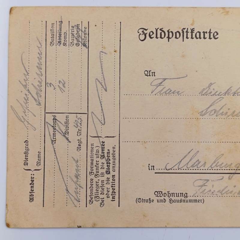 1917 WW1 Feldpostkarte 3rd Bat, 12th Camp Double Train cancel