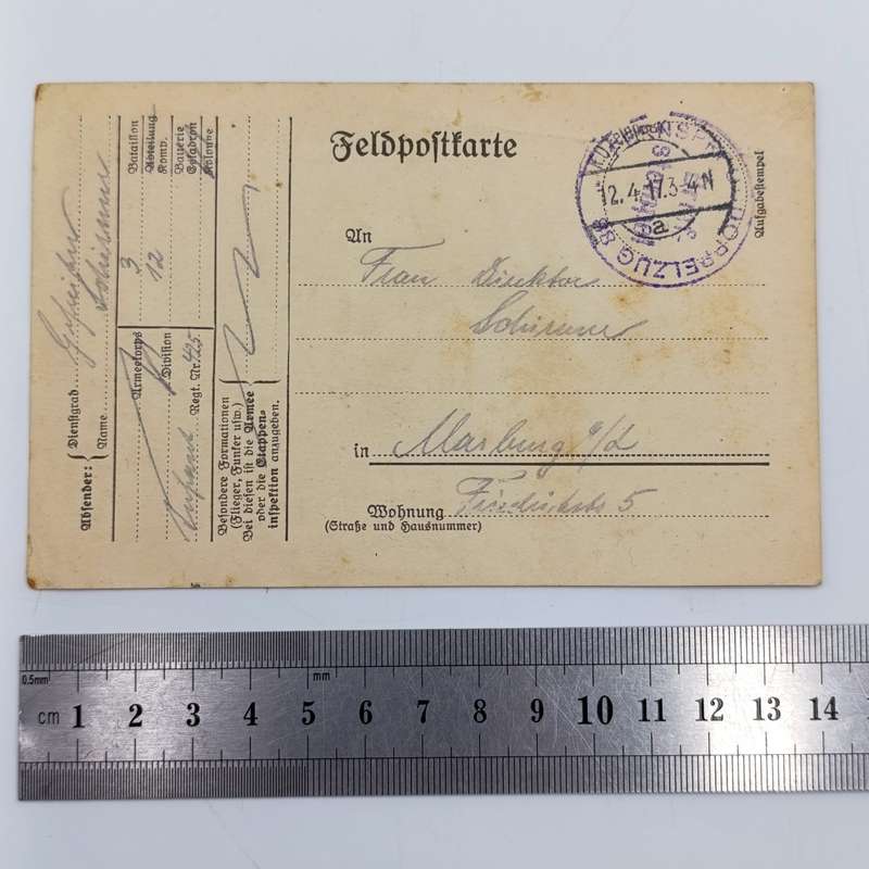 1917 WW1 Feldpostkarte 3rd Bat, 12th Camp Double Train cancel