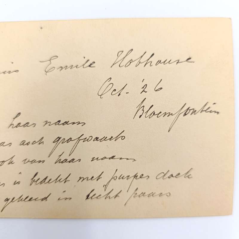 Death Card with photo - funeral of Emily Hobhouse - October 1926 in Bloemfontein