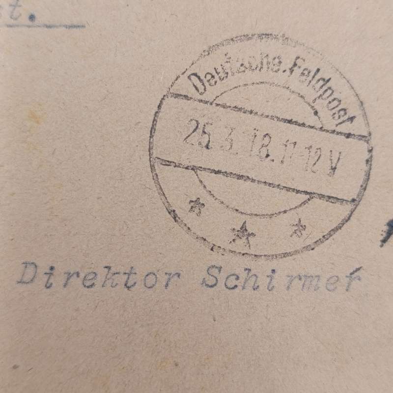 1918 Feldpost WW1 cover addressed to Frau Director Schirmen, Marburg Deutsche Feldpost