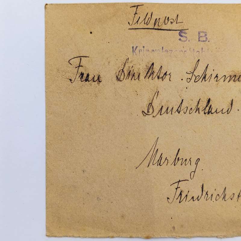 1916 WW1 Feldpost wartime cover to Marburg Feldpoststation no. 22.
