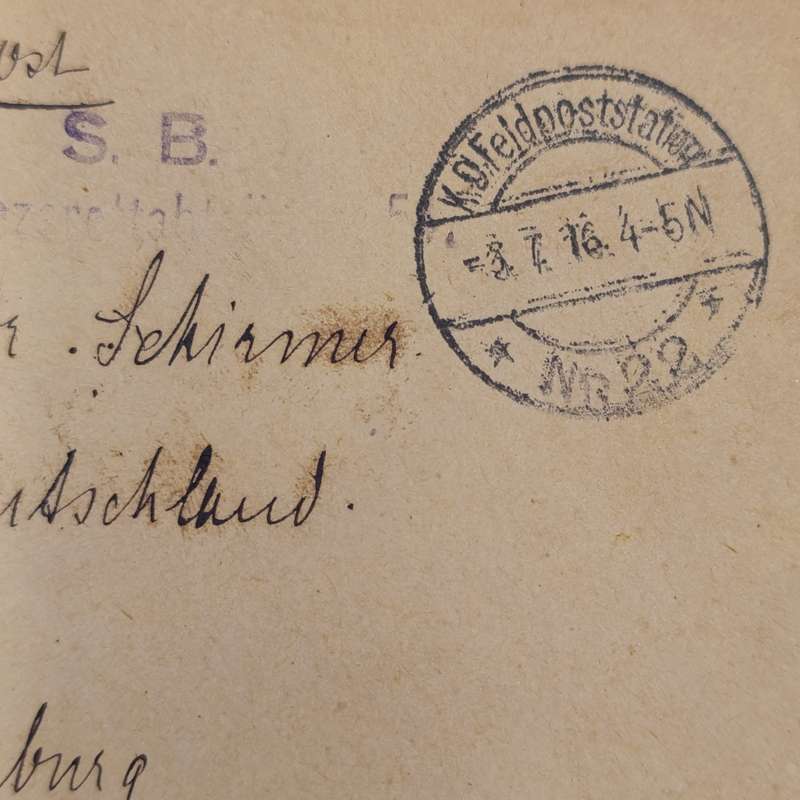 1916 WW1 Feldpost wartime cover to Marburg Feldpoststation no. 22.
