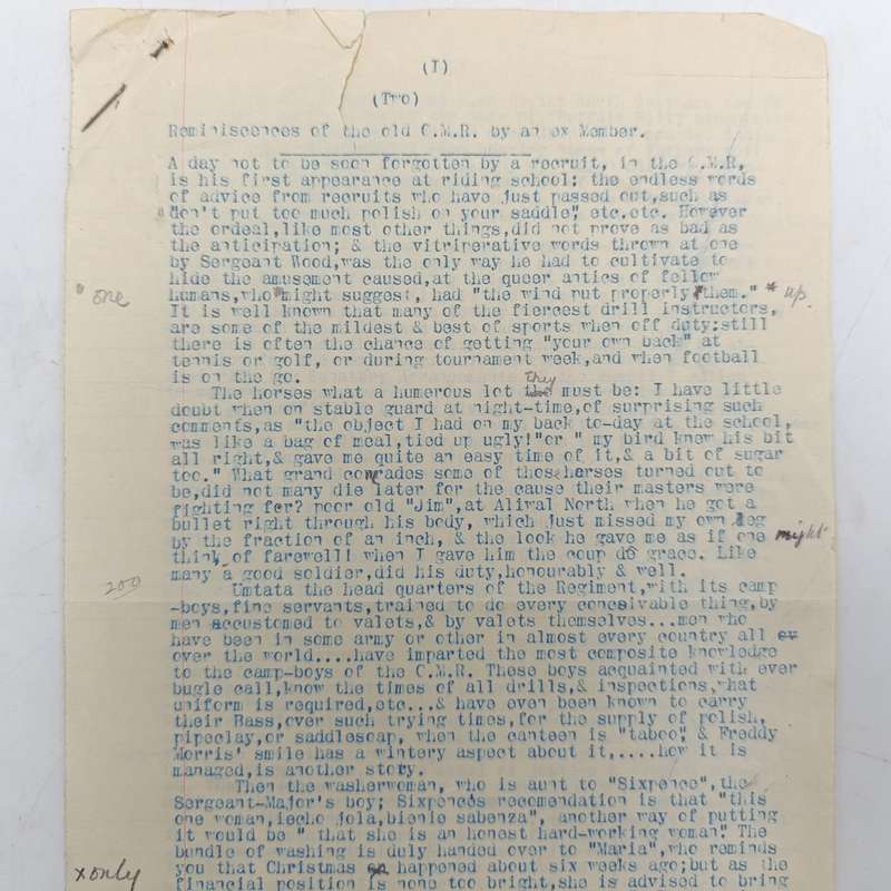 Reminiscences of the old Cape Mounted Rifles by soldier S.A. Smith of Ceres, An original document