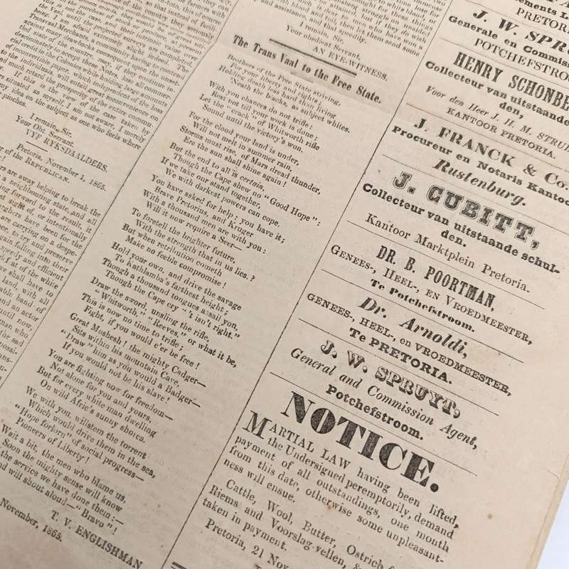 1865 Copy of De Republikein in excellent condition with article about a Commando that went out to f