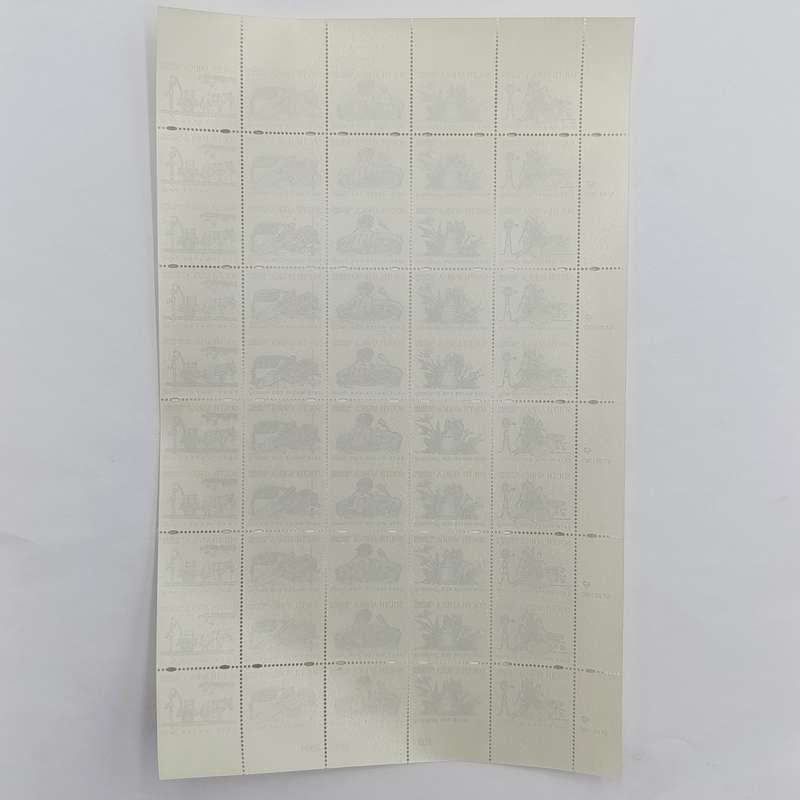 Full page of 1997 South Africa standard postage stamps with every second row perfaration missing (50
