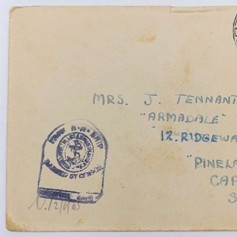 1943 WW2 Letter posted at sea - with censor mark