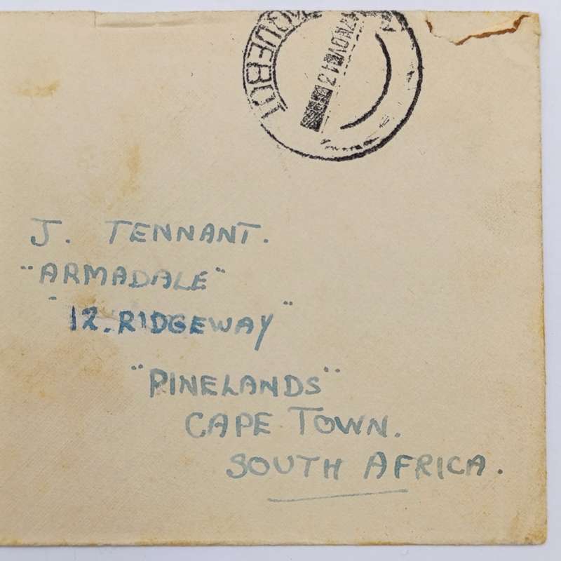 1943 WW2 Letter posted at sea - with censor mark