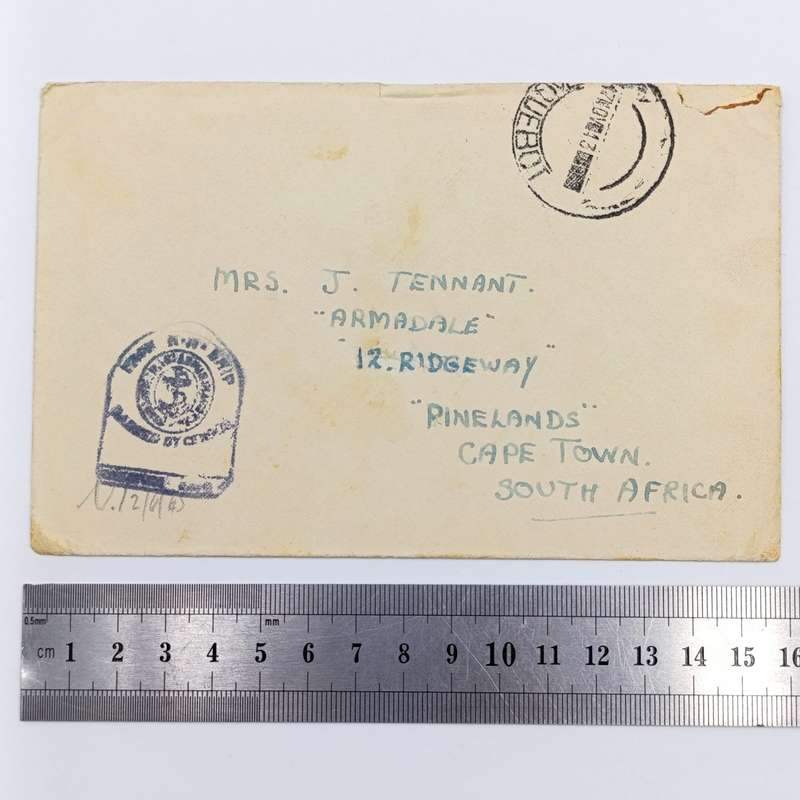 1943 WW2 Letter posted at sea - with censor mark