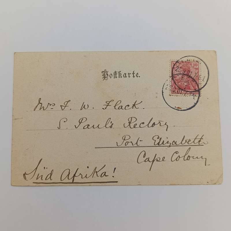 1901 Postcard German Reich to Port Elizabeth, Cape Colony mentioning