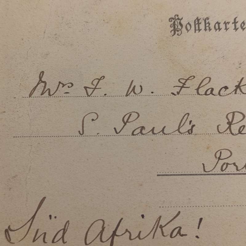 1901 Postcard German Reich to Port Elizabeth, Cape Colony mentioning