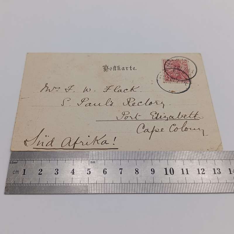 1901 Postcard German Reich to Port Elizabeth, Cape Colony mentioning