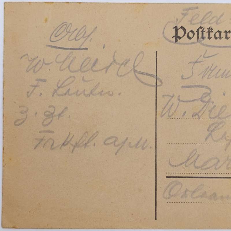 1916 WW1 Frankfurt South Feldpostkarte to Marburg - Private message