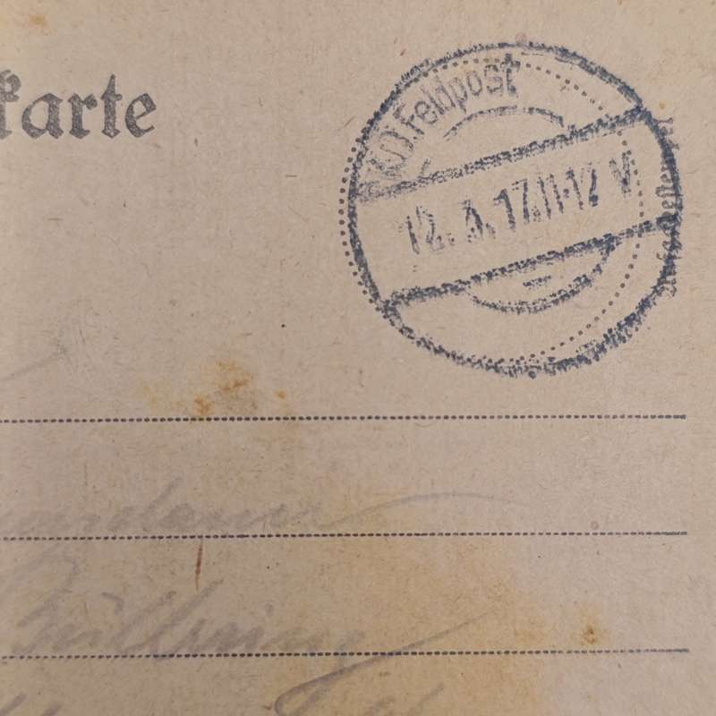1917 WW1 Feldpostkarte 3rd Batallion 12 Company posted to Marburg