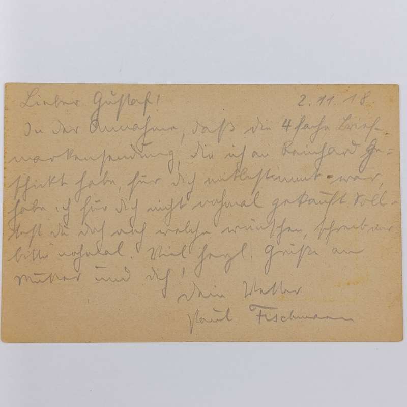 1918 WW1 Feldpostkarte sent by Paul Fischmann