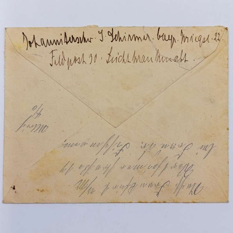 WW1 Feldpost cover addressed to Frau Director Schirmen - redirected to Frankfurt from Harburg