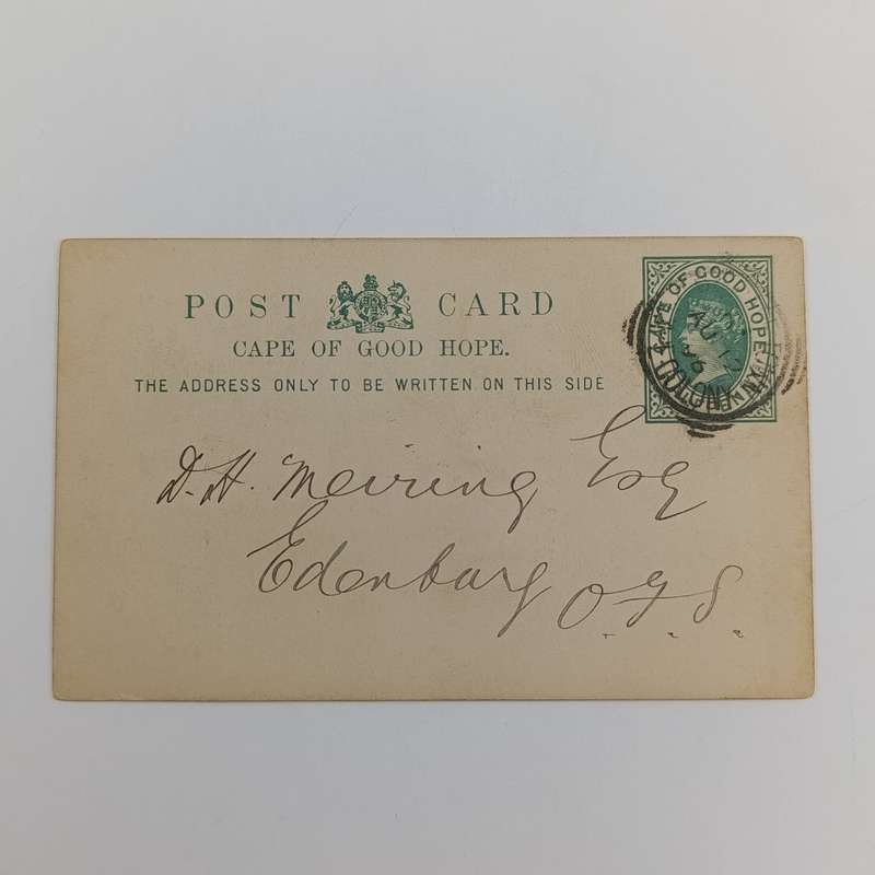 1896 Cape postcard to Edenburg, Free State - Prepaid Cape of Good Hope half penny postage