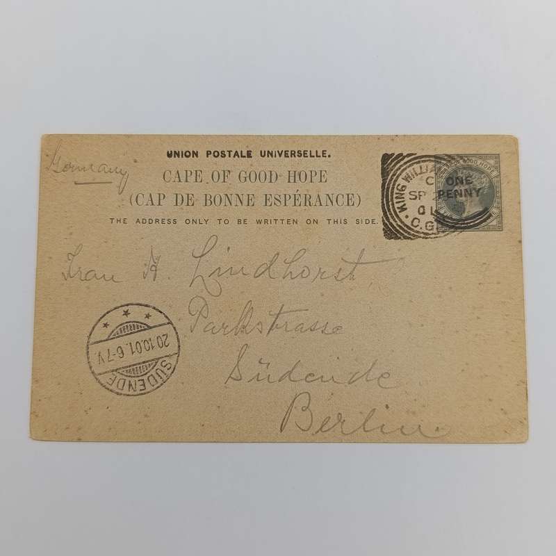 Postcard sent 1901 from King Williams Town, Cape of Good Hope to Berlin