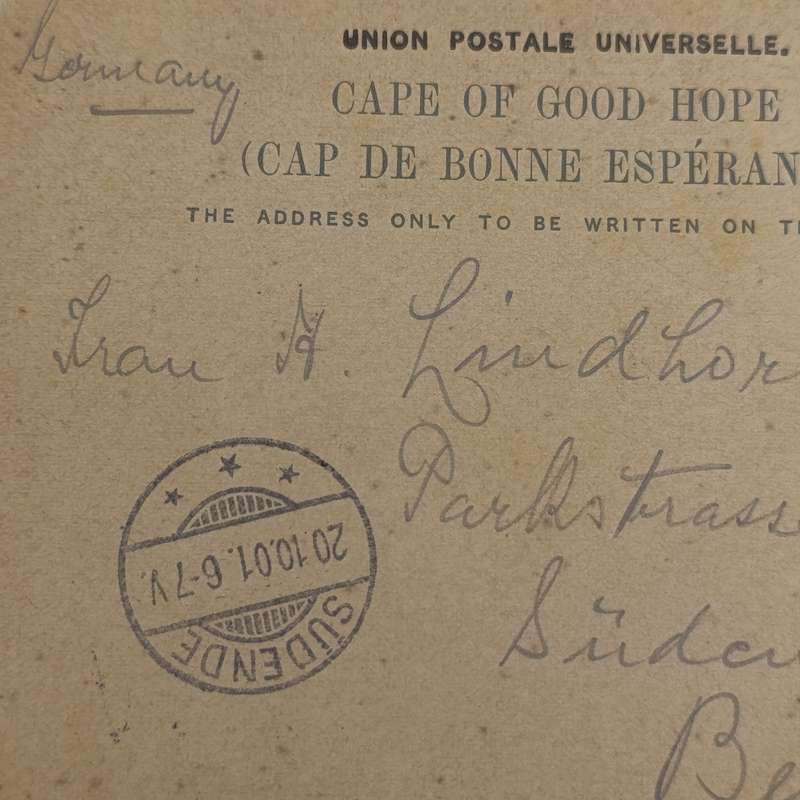 Postcard sent 1901 from King Williams Town, Cape of Good Hope to Berlin