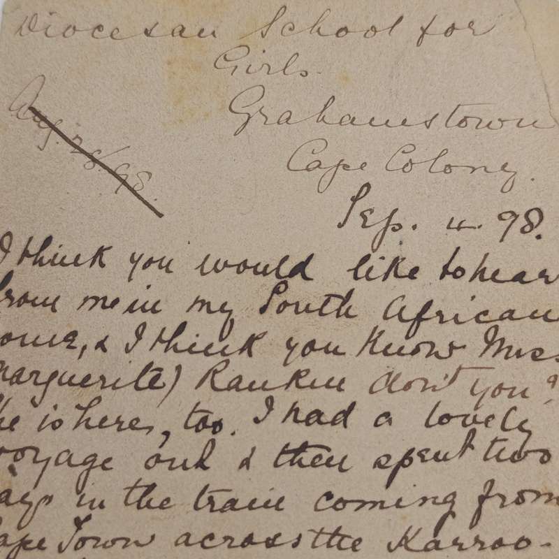 Cape of Good Hope Postcard 1898 Grahamstown to England - Pre printed 3 half penny postage