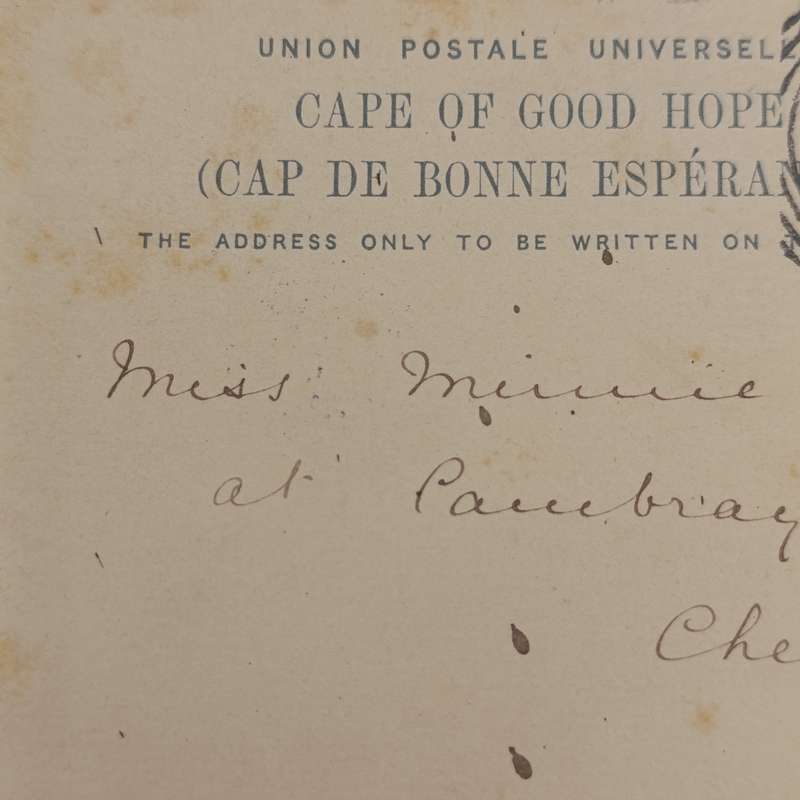 Cape of Good Hope Postcard 1898 Grahamstown to England - Pre printed 3 half penny postage