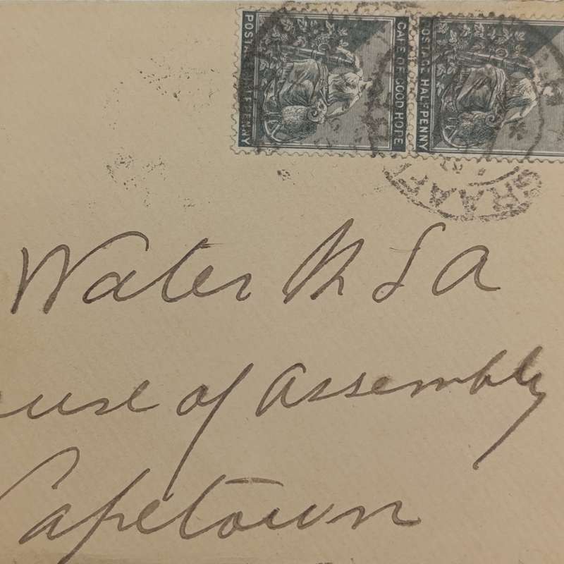 1904 letter Graaff Reinet to Cape Town with 2 half penny stamps