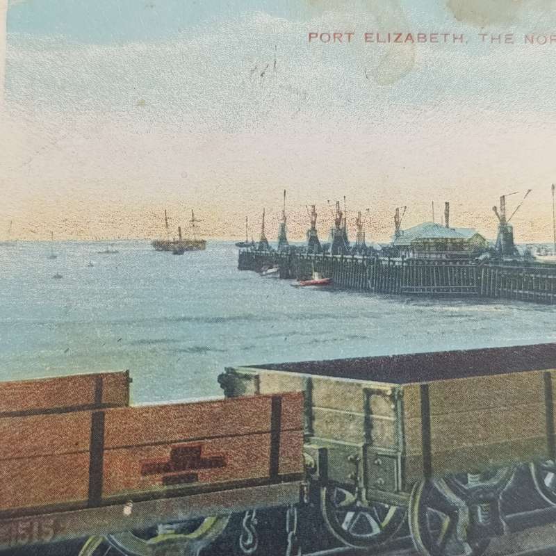 1908 Postcard Queenstown to Umtata - Rare Imvani postmark Port Elizabeth North Jetty picture
