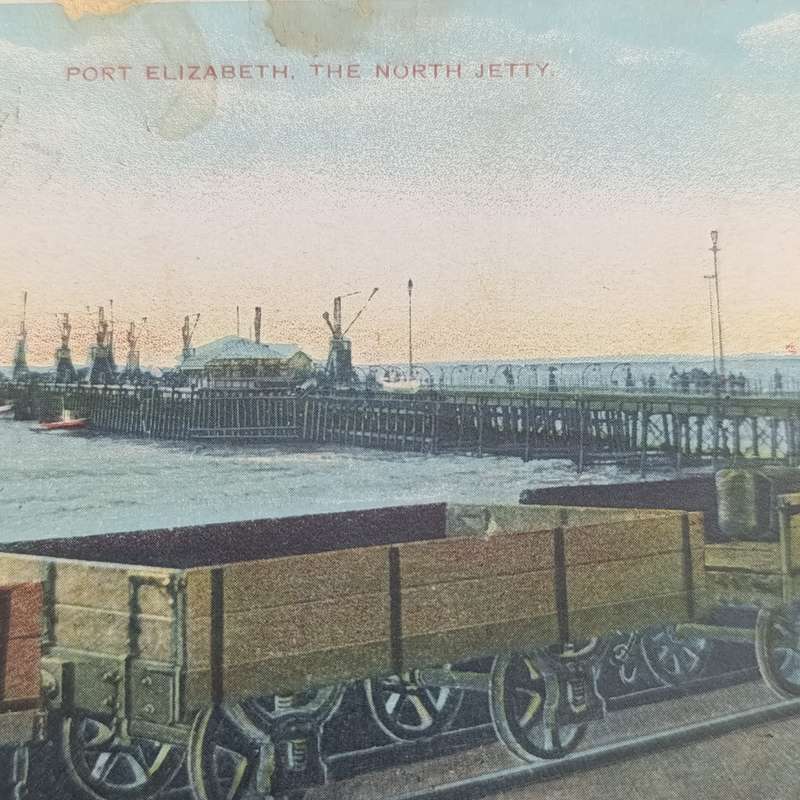 1908 Postcard Queenstown to Umtata - Rare Imvani postmark Port Elizabeth North Jetty picture