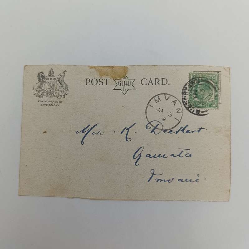 1908 Postcard Queenstown to Umtata - Rare Imvani postmark Port Elizabeth North Jetty picture